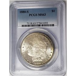 1880-S Morgan Silver Dollar $1 PCGS MS63