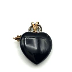 10K BLACK HEART PENDANT W LEAVES