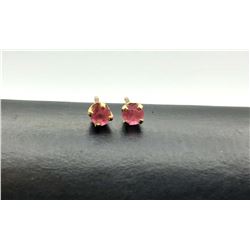 14K EARRINGS W LIGHT PINK STONE