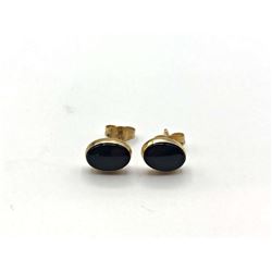 14K BLACK OVAL STONE EARRINGS