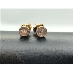 14K EARRINGS W CLEAR STONE