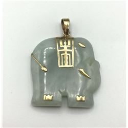 10K JADE ELEPHANT PENDANT
