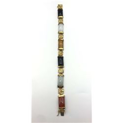 .925 "DBJ" BRACELET W MULTI COLOR PANELS