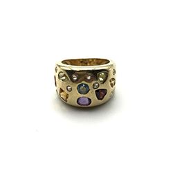 14K RING W MULTI COLOR STONES SZ 6