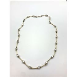 14K NECKLACE W PEARL W GOLD ACCENTS