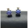 Image 1 : 14K EARRINGS W BLUE STONE AND DIAMOND