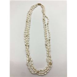 14 RICE PEARL TRIPLE STRAND NECKLACE