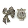 Image 1 : 2 LARGE BROOCHES RHINESTONES