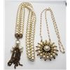 Image 2 : 2-VINTAGE GOLD TONED WHITE BEADED NECKLACES