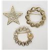 Image 1 : 3-GOLD TONED BROOCHES (2)W/RHINESTONES