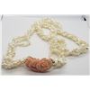 Image 1 : VINTAGE WHITE BEADED LAYERED NECKLACE WITH