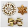 Image 1 : 3-VINTAGE GOLD TONED BROOCHES (1)CIRCULAR
