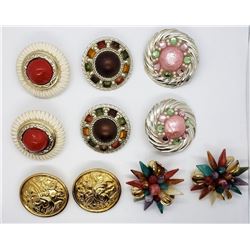6-PAIRS OF LARGE CIRCULAR CLIP ON EARRINGS