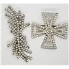 Image 1 : 2-SILVER TONED RHINESTONE BROOCHES