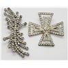 Image 2 : 2-SILVER TONED RHINESTONE BROOCHES