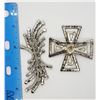Image 3 : 2-SILVER TONED RHINESTONE BROOCHES