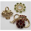 Image 2 : 3-VINTAGE GOLD TONED BROOCHES-FAUX PEARLS