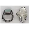 Image 3 : 2-STERLING RINGS (1) OBLONG BLACK ONYX