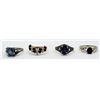 Image 1 : 4-STERLING RINGS w/BLACK & BLUE STONES