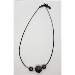 VTG STERLING NECKLACE w/3 STRUNG BEADS