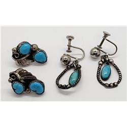 2-STERLING TURQUOISE EARRINGS