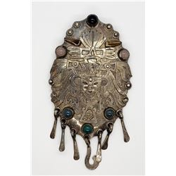 LARGE STERLING AZTEC PENDANT