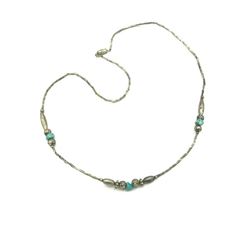 LIQUID STERLING NECKLACE W/ TURQUOISE STONES