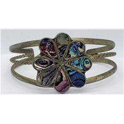MEXICO STERLING SPLIT SHANK CUFF W/ FLORAL