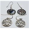 Image 2 : 2-PAIRS OF STERLING DANGLY EARRINGS: (1)MEXICO