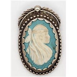 VINTAGE STERLING CAMEO BROOCH