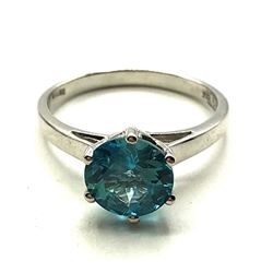 10K GOLD RING W TEAL STONE SZ 7