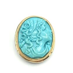 14K BLUE CAMEO BROOCH PENDANT