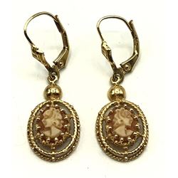 14K GOLD CAMEO EARRINGS