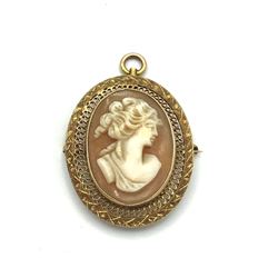 10K CAMEO PENDANT BROOCH