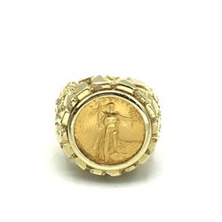 14K GOLD RING W 1/10 EAGLE SIZE 9.5
