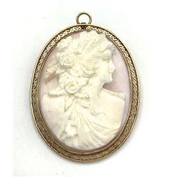 10K GOLD CAMEO BROOCH/ PENDANT