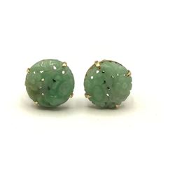 14K JADE SCREW ON EARRINGS