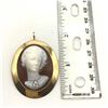 Image 4 : 14K CAMEO BROOCH / PENDANT / DIAMOND