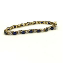 10K BRACELET W BLUE STONES & DIAMONDS
