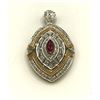 Image 1 : 10K DIAMOND PENDANT W GARNET STONE