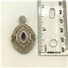 Image 4 : 10K DIAMOND PENDANT W GARNET STONE
