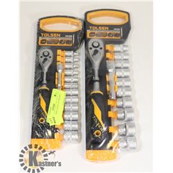 NEW 2 TOLSEN 14 PCS 1/4" RACHET