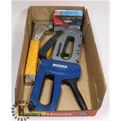 BOX WITH 3 STAPLERS + STAPLES
