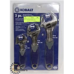 BRAND NEW KOBALT 3PC ADJUSTABLE WRENCH SET