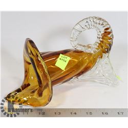 HORN OF PLENTY COLOURED GLASS ORNAMENT  8" LONG