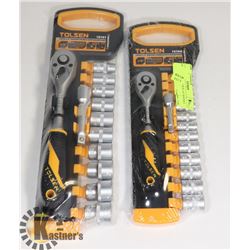 NEW 2 TOLSEN 14 PCS 1/4" RACHET