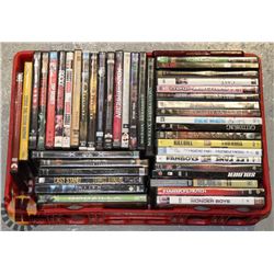 RED TOTE OF DVD MOVIES