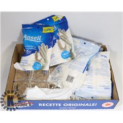 FLAT OF 100%LATEX DISPOSABLE GLOVES AND ICE PACKS