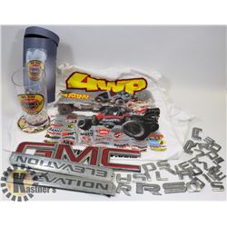 FLAT WITH GMC EMBLEMS, CHEVY GLASS