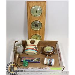 VINTAGE JAPAN WOOD WEATHER STATION THERMOMETER